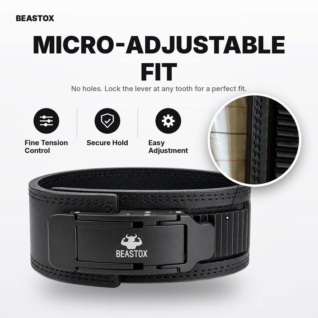 BEASTOX 13MM Auto-Lock Lever Belt – Micro-Adjustable, No Holes, Quick-Release Powerlifting Belt