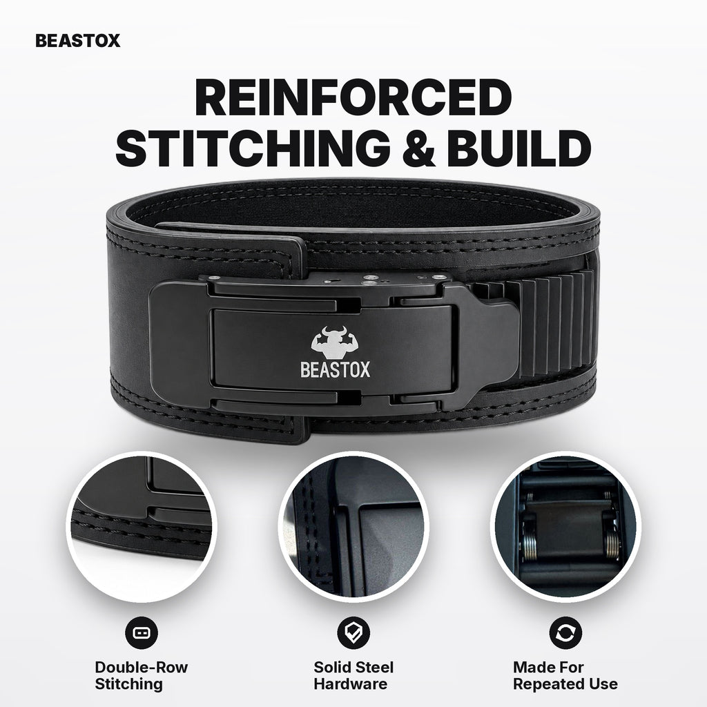 BEASTOX 13MM Auto-Lock Lever Belt – Micro-Adjustable, No Holes, Quick-Release Powerlifting Belt