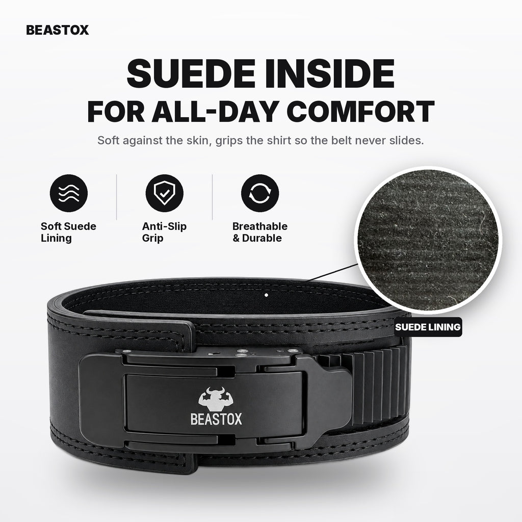 BEASTOX 13MM Auto-Lock Lever Belt – Micro-Adjustable, No Holes, Quick-Release Powerlifting Belt