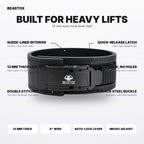 BEASTOX 13MM Auto-Lock Lever Belt – Micro-Adjustable, No Holes, Quick-Release Powerlifting Belt