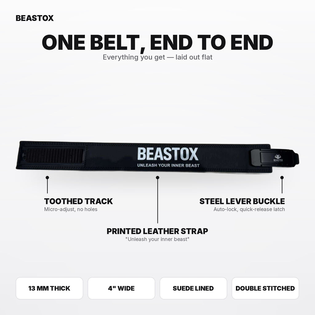 BEASTOX 13MM Auto-Lock Lever Belt – Micro-Adjustable, No Holes, Quick-Release Powerlifting Belt