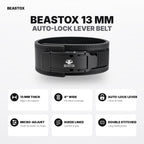 BEASTOX 13MM Auto-Lock Lever Belt – Micro-Adjustable, No Holes, Quick-Release Powerlifting Belt