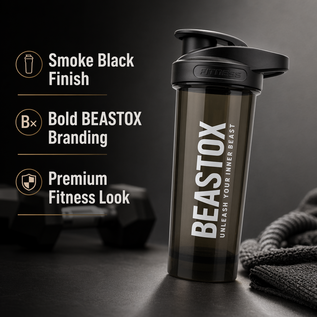 BEASTOX ShadowSip Shaker Bottle, 750 ml, Smoke Black, Leak-Proof Flip Lid with Carry Handle, for Protein Shakes, Pre-Workout & Gym Hydration