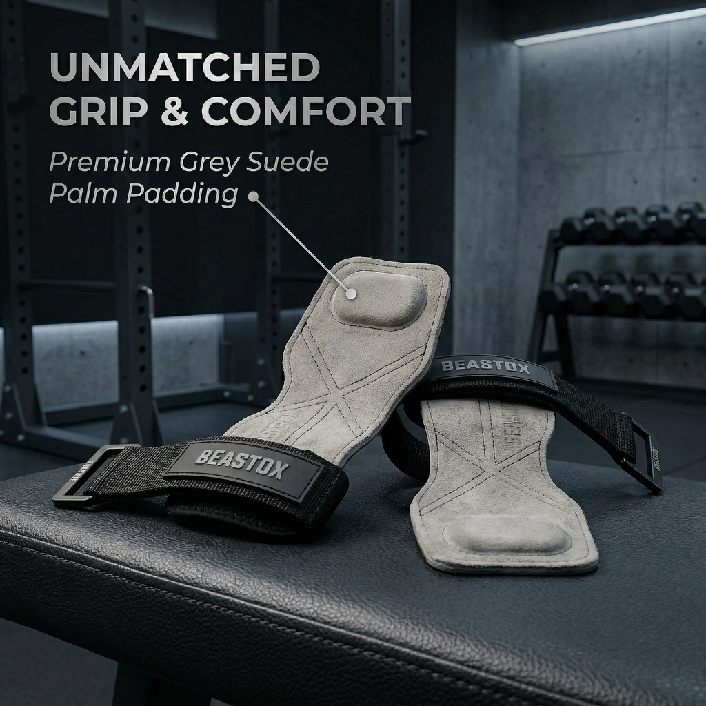 BEASTOX Performance Lifting Straps, Premium Suede, Deadlifts, Rows, Pull-Ups, Weightlifting