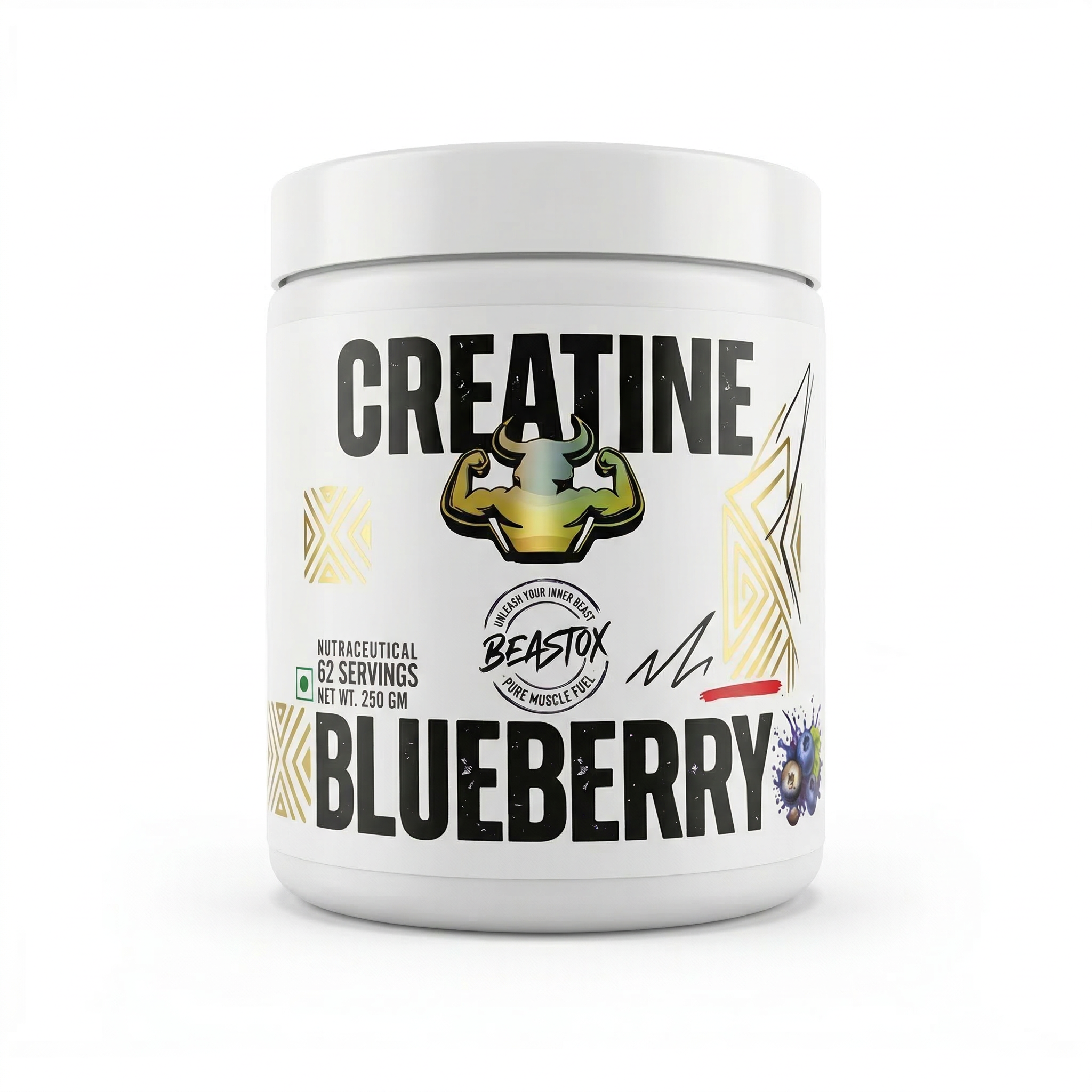 Beastox Creatine Monohydrate Powder, 3000mg, 62 Servings, 250g, Zero Sugar, Zero Fat