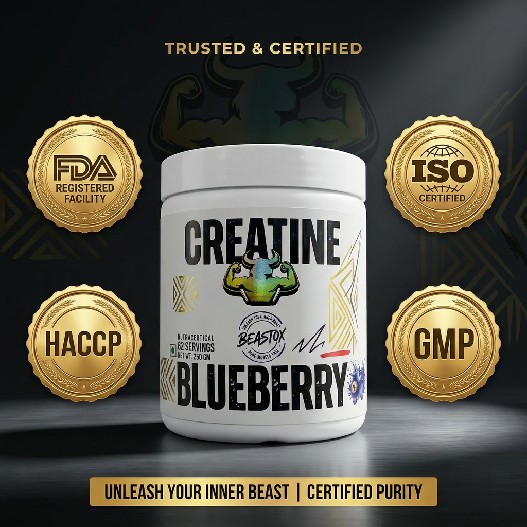Beastox Creatine Monohydrate Powder, 3000mg, 62 Servings, 250g, Zero Sugar, Zero Fat