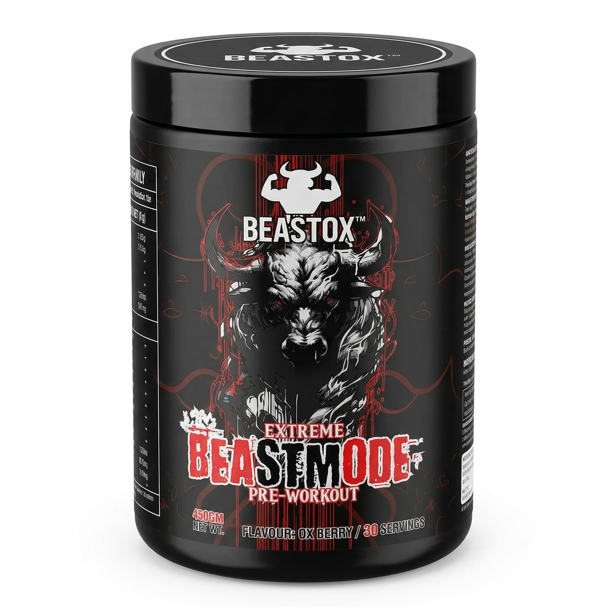 Beastox Extreme Beast Mode Pre-Workout | 4000mg Beta Alanine, 3000mg Citrulline Malate, 200mg Caffeine | Energy, Focus, Endurance & Pumps | 30 Servings (450g)