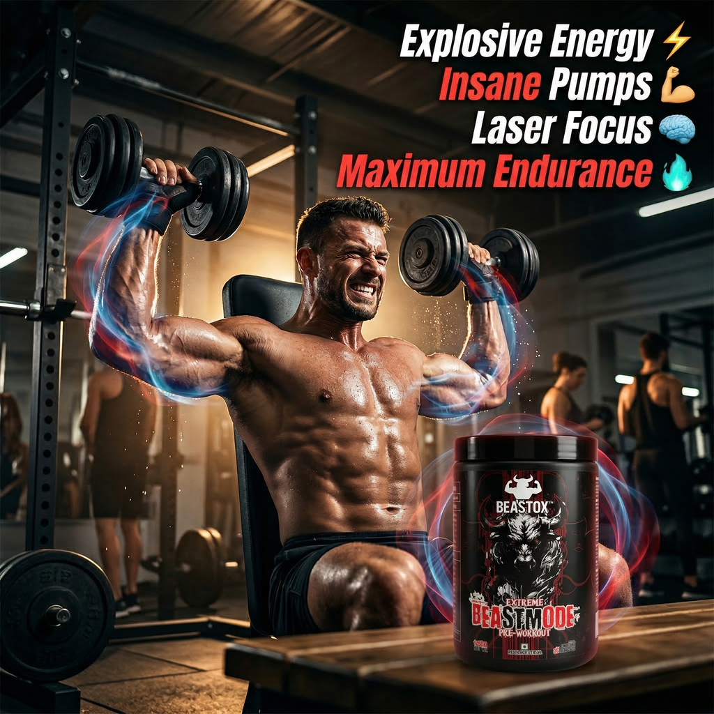 Beastox Extreme Beast Mode Pre-Workout | 4000mg Beta Alanine, 3000mg Citrulline Malate, 200mg Caffeine | Energy, Focus, Endurance & Pumps | 30 Servings (450g)