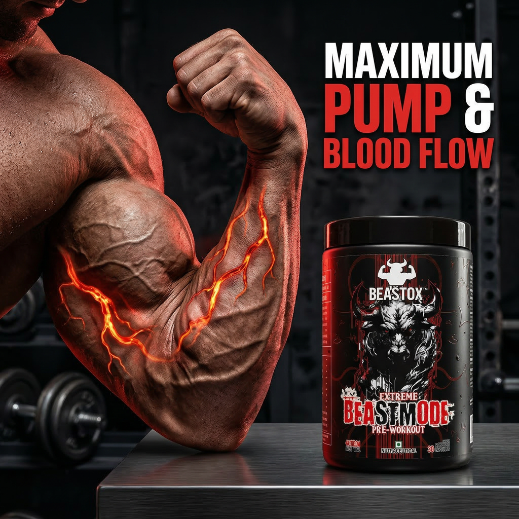 Beastox Extreme Beast Mode Pre-Workout | 4000mg Beta Alanine, 3000mg Citrulline Malate, 200mg Caffeine | Energy, Focus, Endurance & Pumps | 30 Servings (450g)