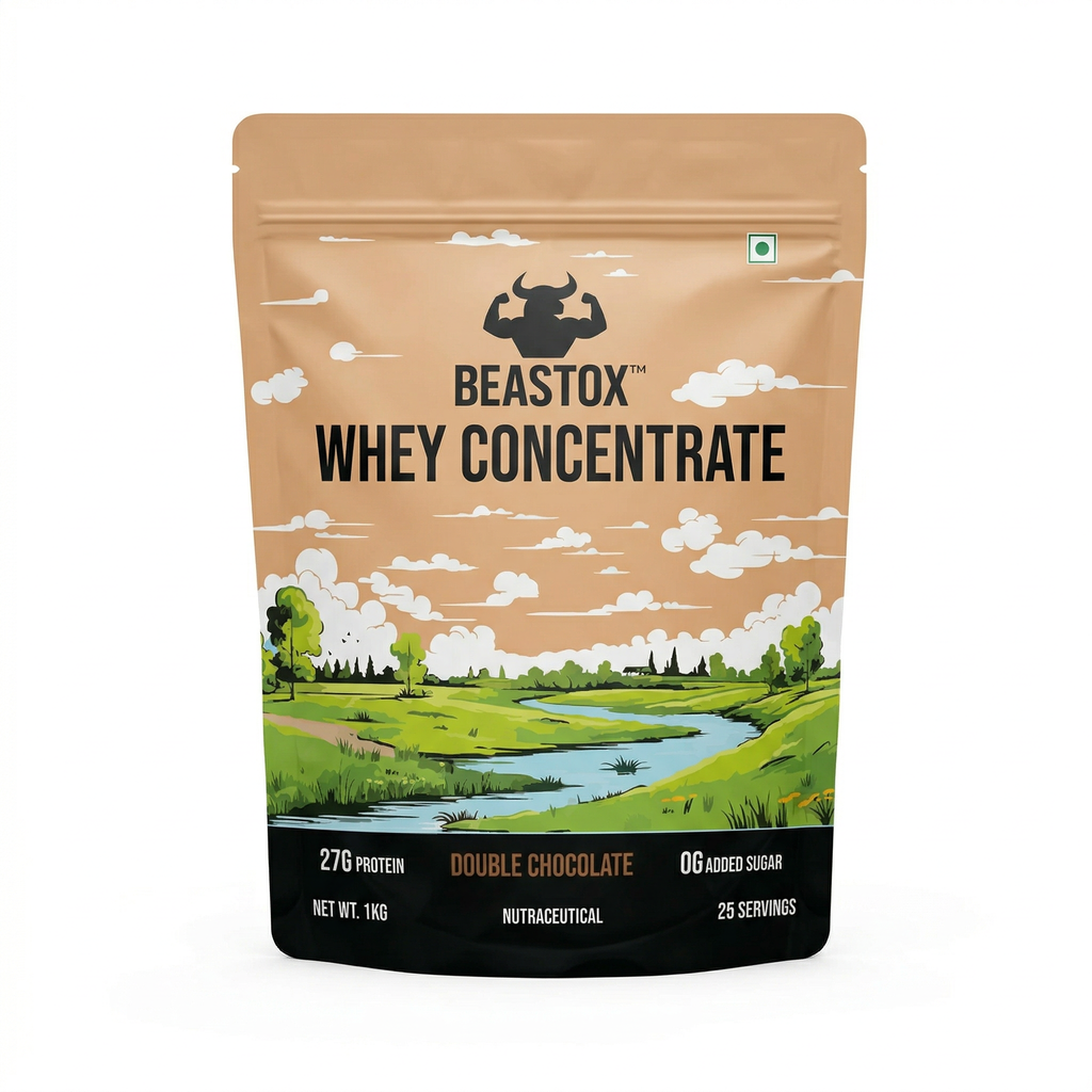BEASTOX Whey Concentrate Double Chocolate 1kg | 27g Protein | 25 Servings
