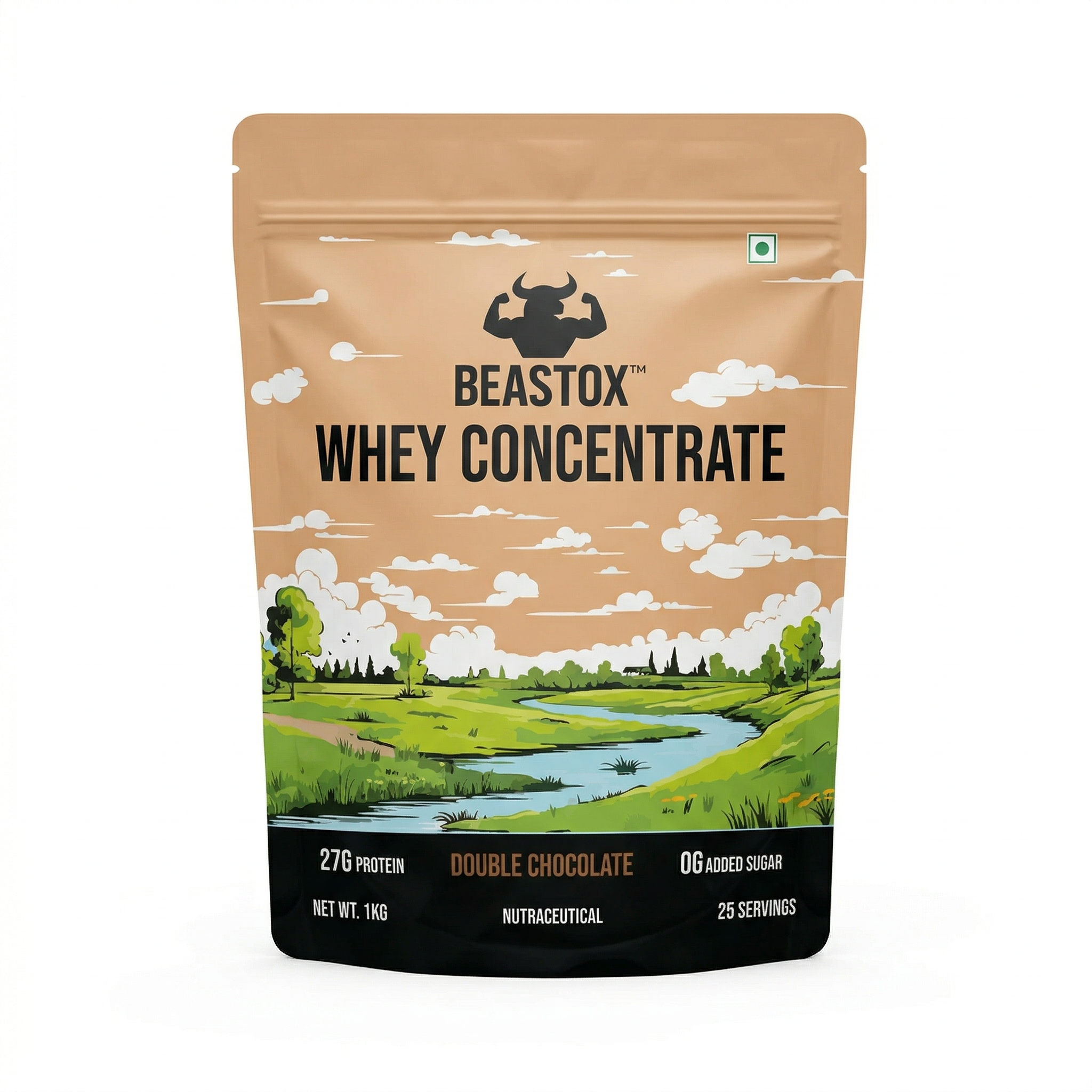 BEASTOX Whey Concentrate Double Chocolate 1kg | 27g Protein | 25 Servings