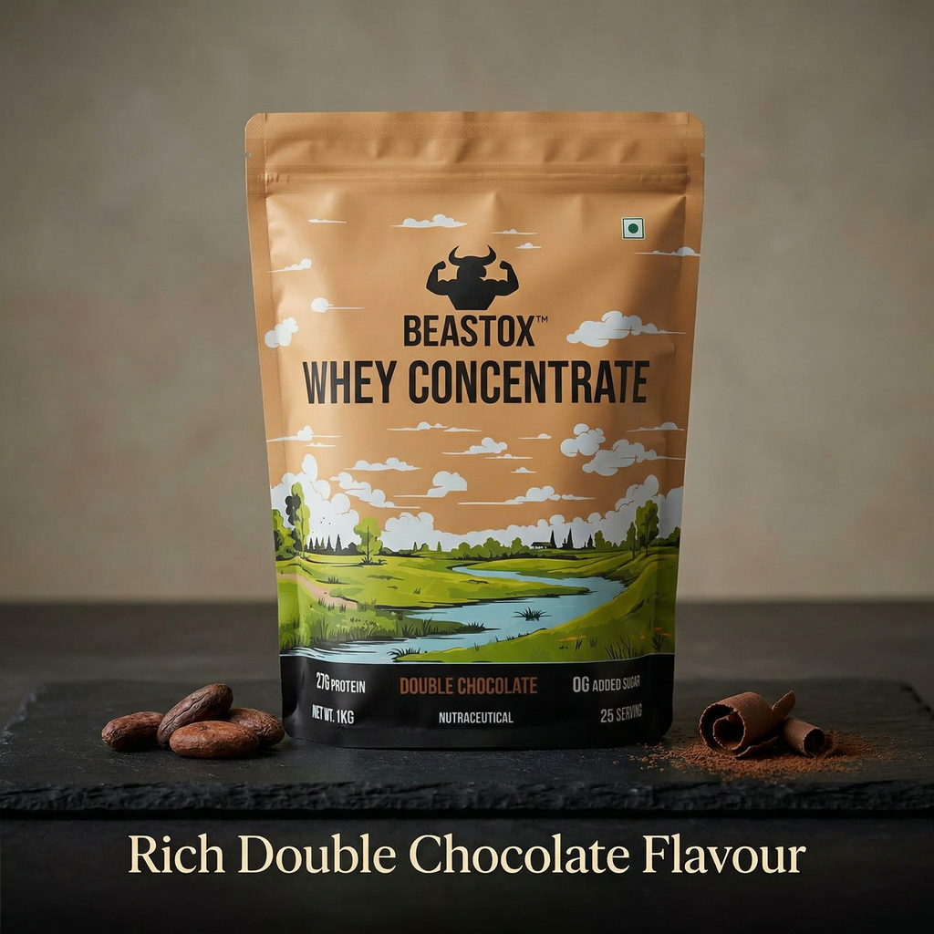 BEASTOX Whey Concentrate Double Chocolate 1kg | 27g Protein | 25 Servings