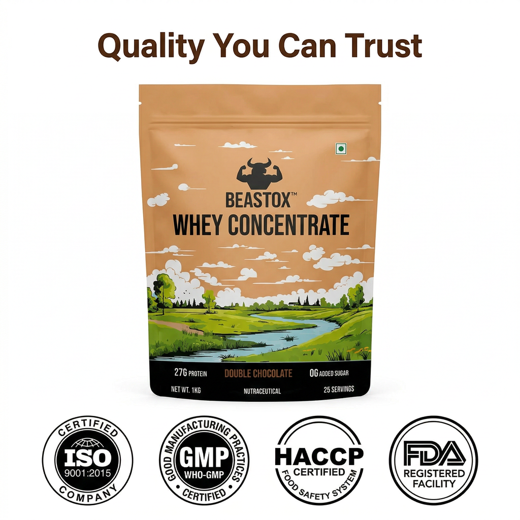 BEASTOX Whey Concentrate Double Chocolate 1kg | 27g Protein | 25 Servings