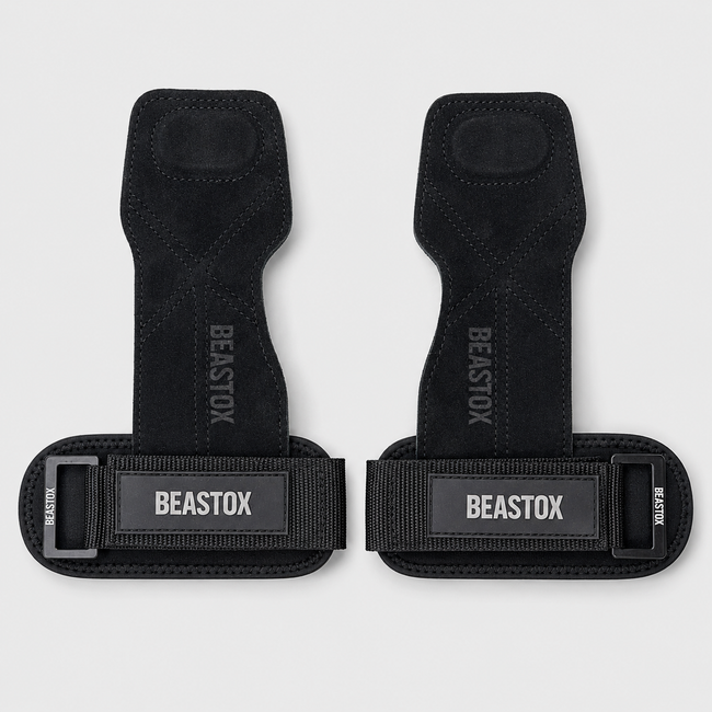 BEASTOX Performance Lifting Straps, Premium Suede, Deadlifts, Rows, Pull-Ups, Weightlifting (Black)