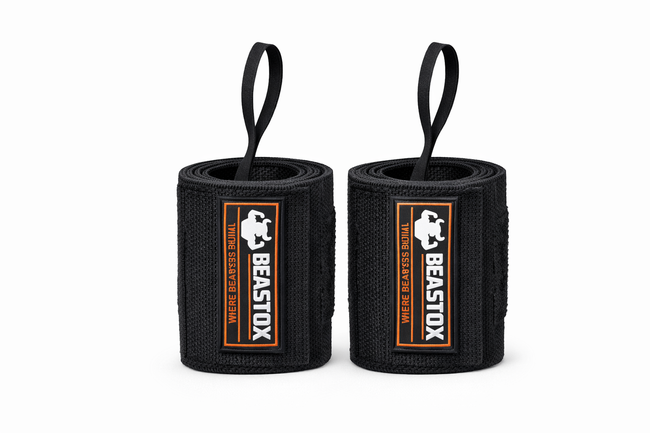 BEASTOX Wrist Wraps for Gym & Powerlifting | Heavy Duty Wrist Support Wraps for Heavy Lifting | Adjustable Compression for Training