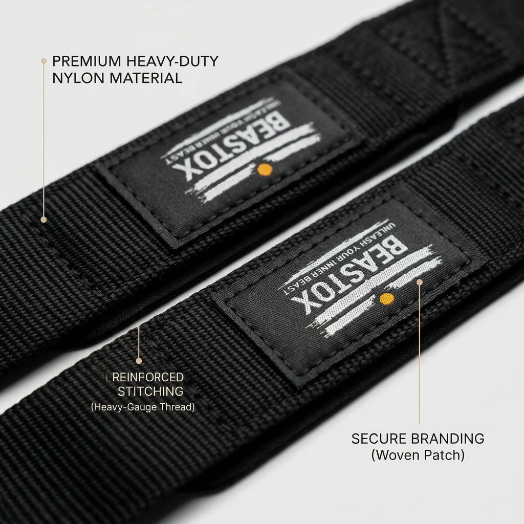 BEASTOX MAHAKAAL Auto-Locking Weightlifting Straps, Premium Nylon, AutoGrip Technology, 350 kg Load Capacity