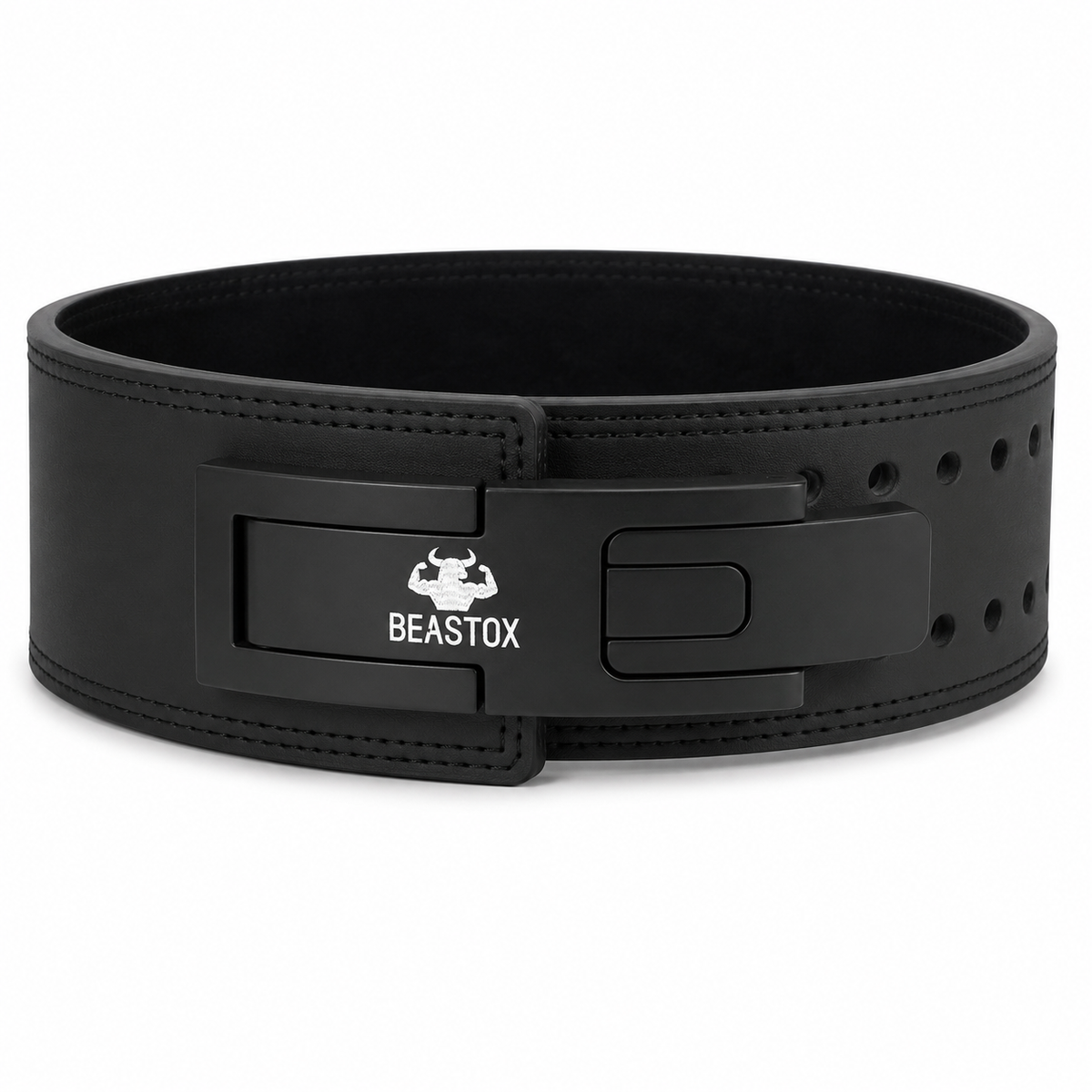 Photos: BEASTOX 10 mm premium leather weight lifting belt with quick-release lever buckle, front view