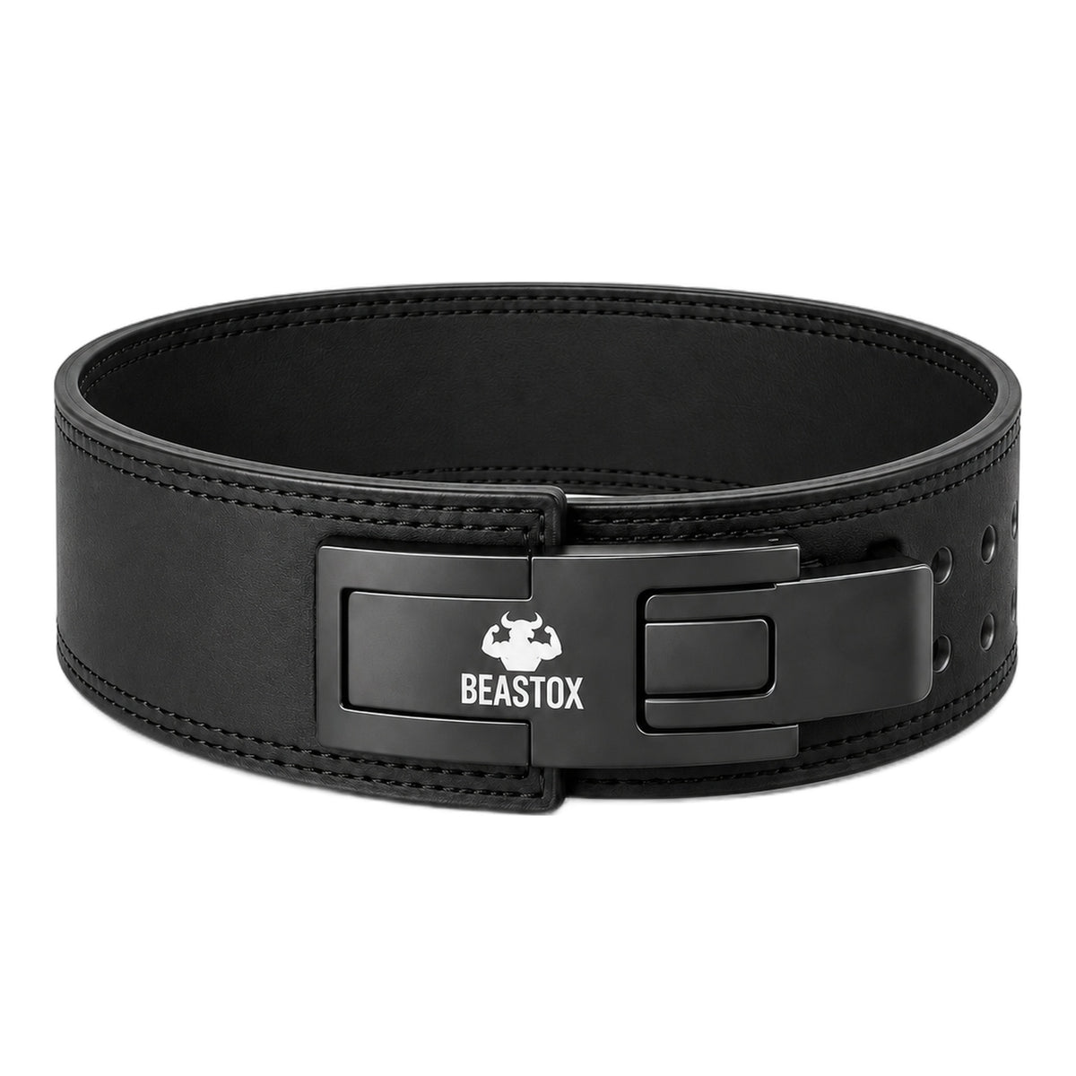 Photos: BEASTOX 13 mm Classic Lever Weightlifting Belt in black, front view on white