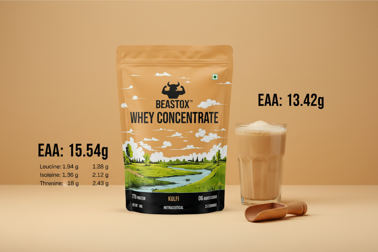 BEASTOX Whey Concentrate Kulfi 1kg | 27g Protein | 25 Servings