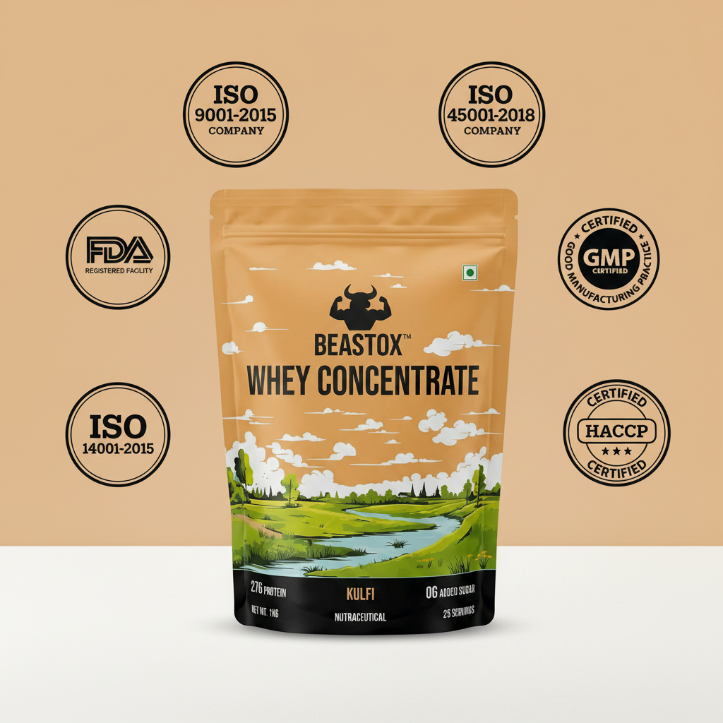 BEASTOX Whey Concentrate Kulfi 1kg | 27g Protein | 25 Servings