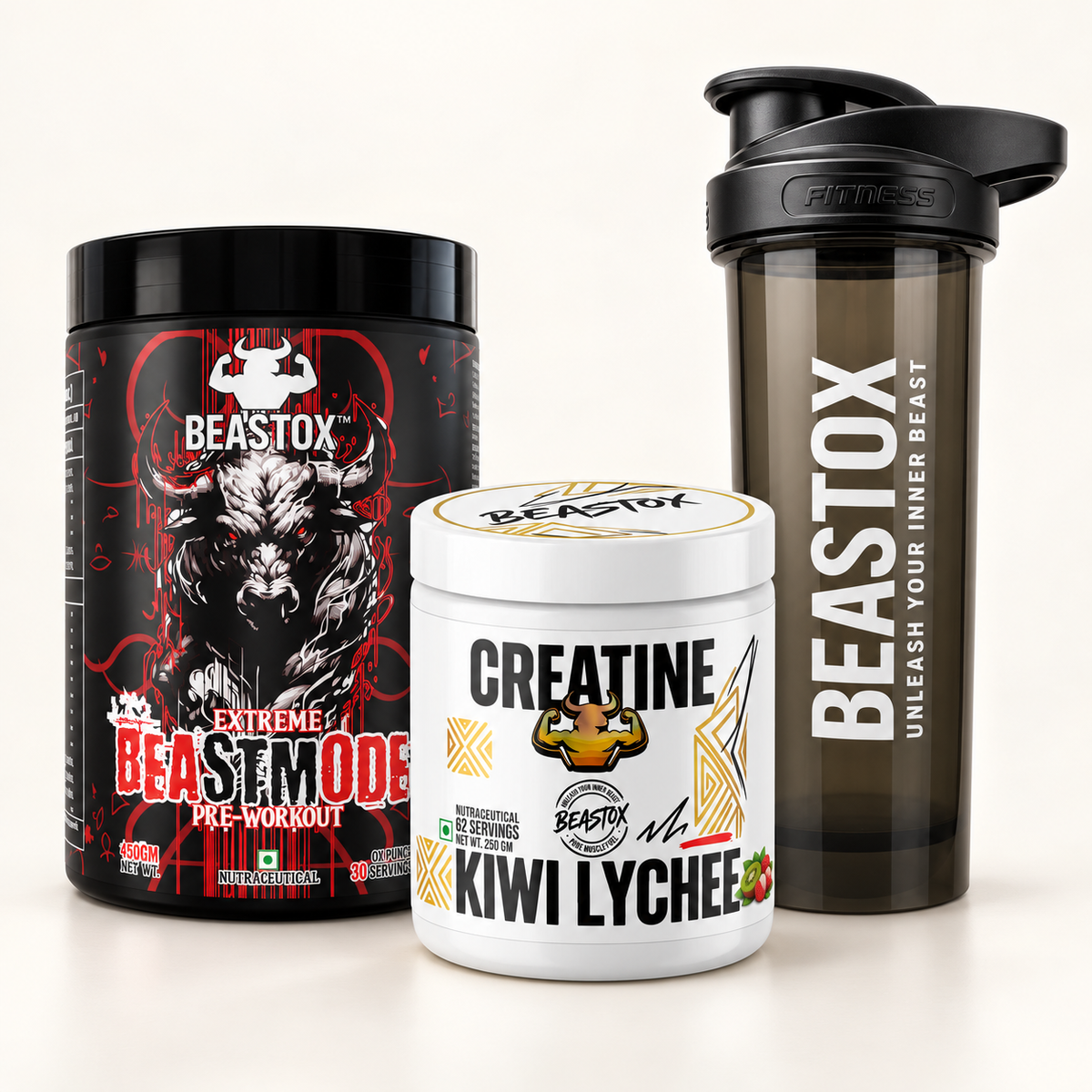 BEASTOX Training Stack: Ox Punch Pre-Workout + Kiwi Lychee Creatine + ShadowSip