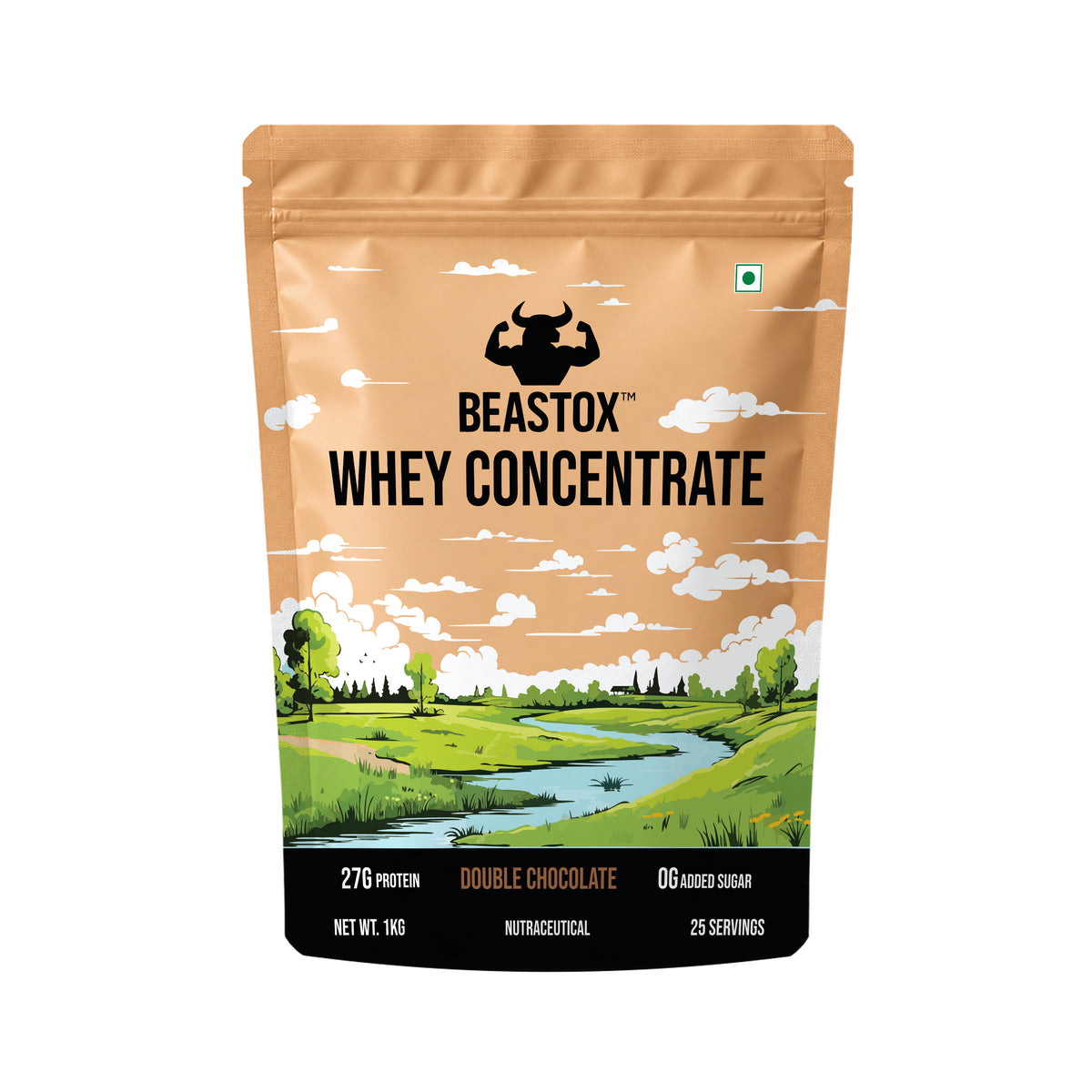 BEASTOX Whey Concentrate Double Chocolate 1kg | 27g Protein | 25 Servings