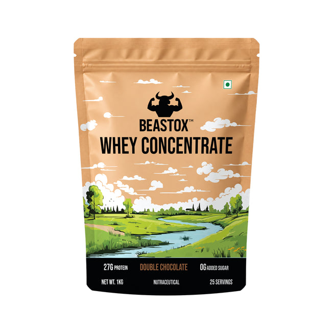 BEASTOX Whey Concentrate Double Chocolate 1kg | 27g Protein | 25 Servings