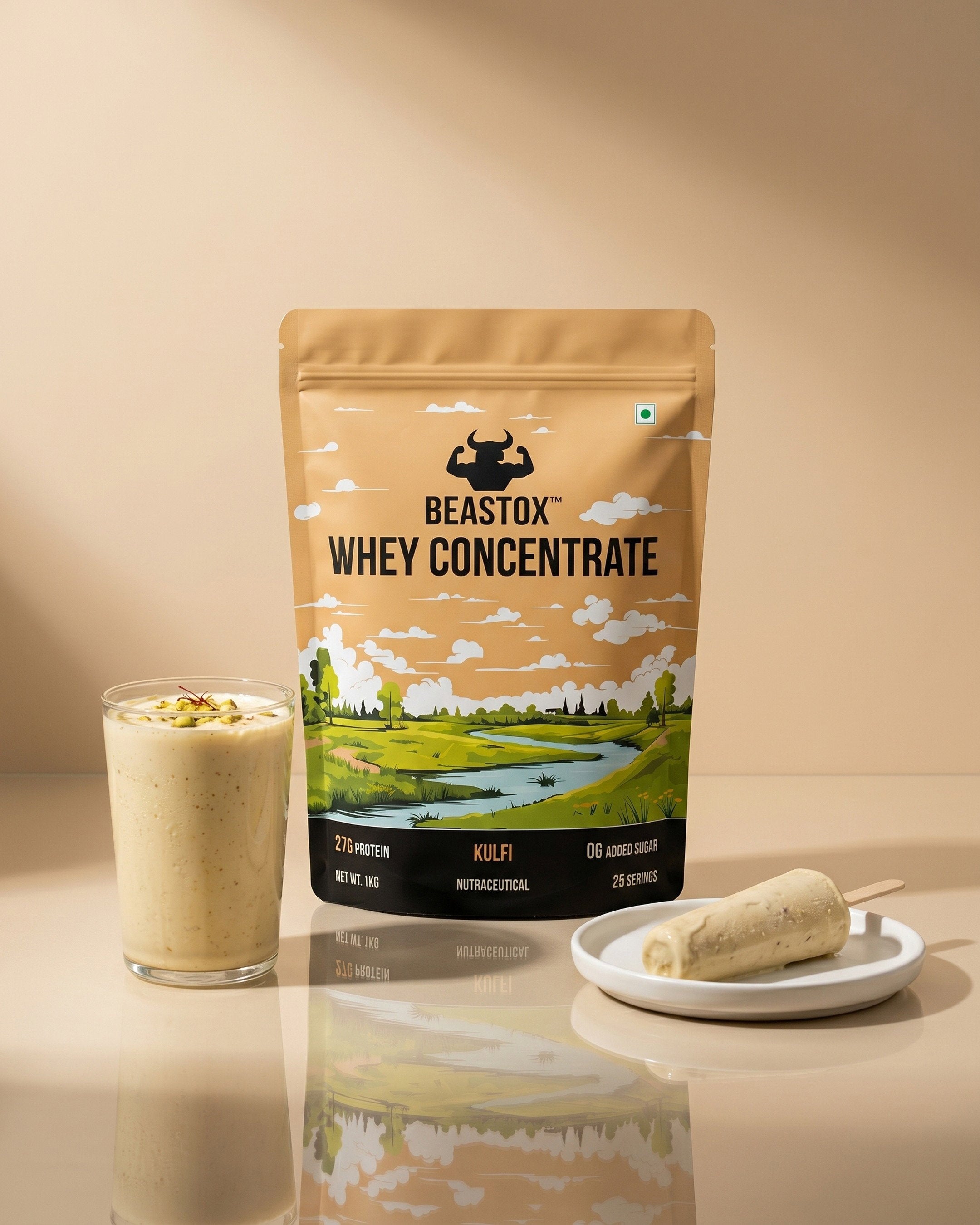 BEASTOX Whey Concentrate Kulfi 1kg | 27g Protein | 25 Servings