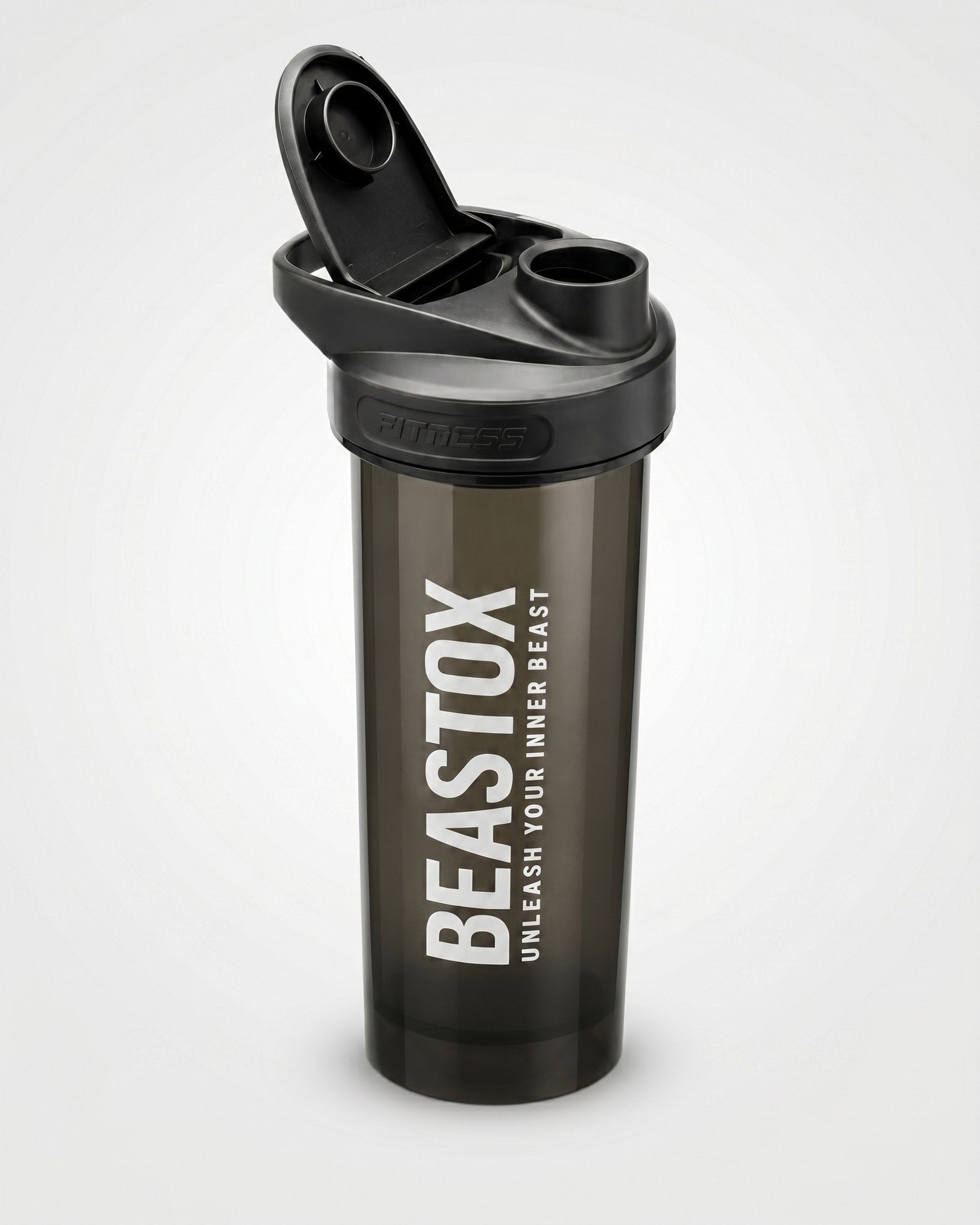 BEASTOX ShadowSip Shaker Bottle, 750 ml, Smoke Black, Leak-Proof Flip Lid with Carry Handle, for Protein Shakes, Pre-Workout & Gym Hydration