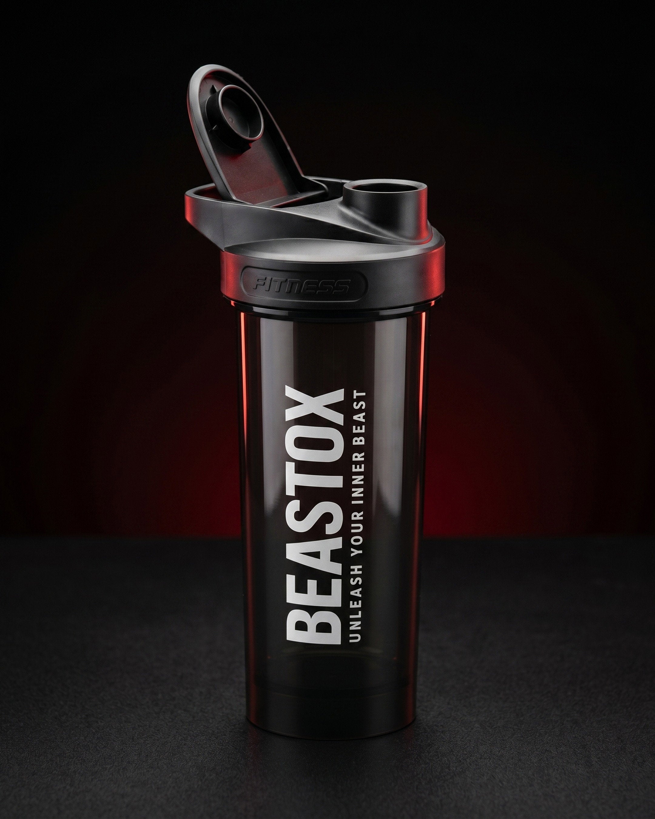 BEASTOX ShadowSip Shaker Bottle, 750 ml, Smoke Black, Leak-Proof Flip Lid with Carry Handle, for Protein Shakes, Pre-Workout & Gym Hydration