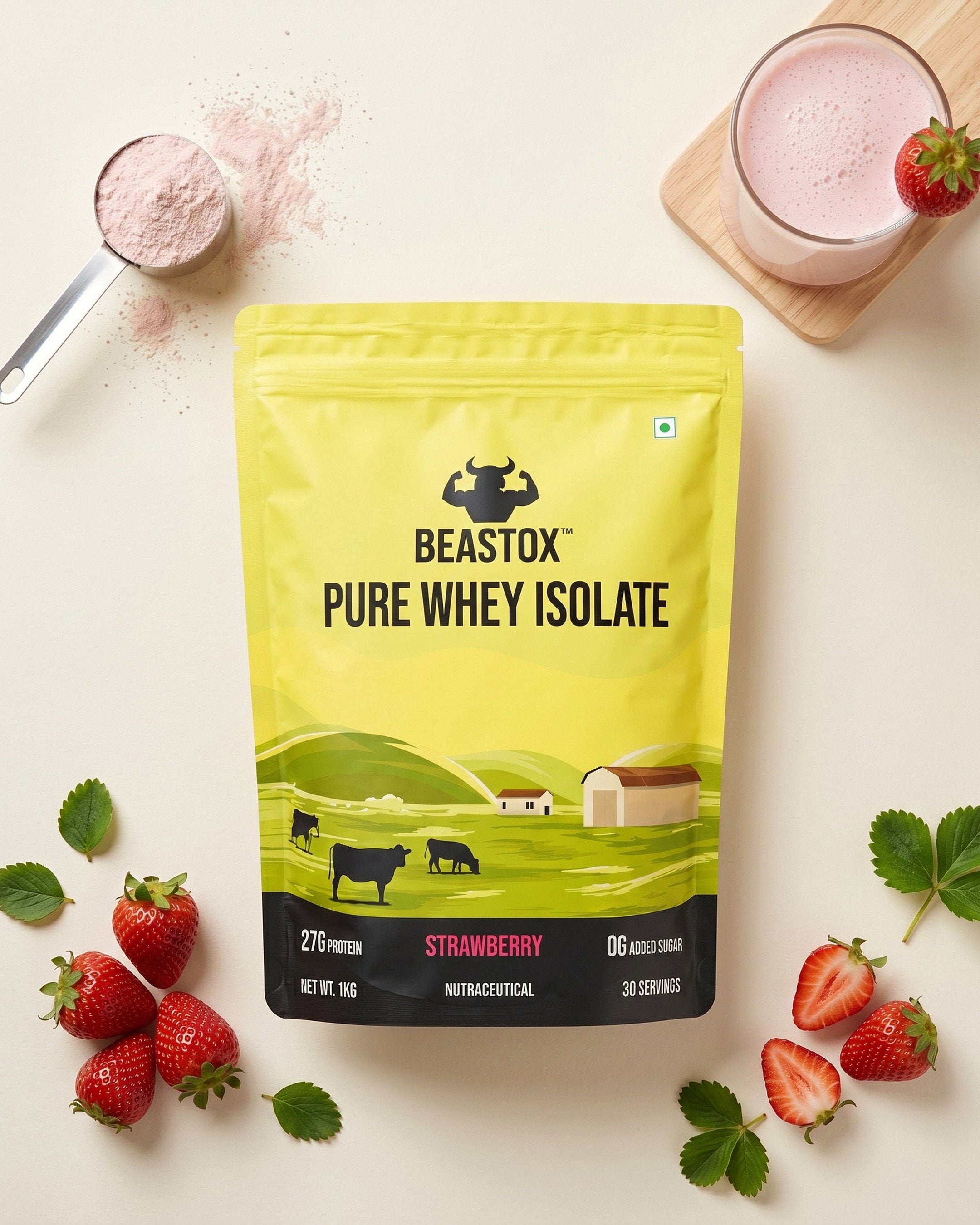 BEASTOX Pure Whey Isolate, 27g Protein, 0g Added Sugar, 1kg, 30 Servings